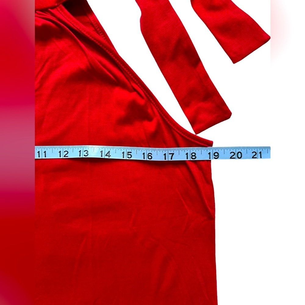 New Red Mock Neck Sleeveless Top with Bow Tie in Back - Picture 5 of 7